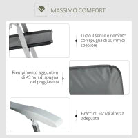 Sedia da Pesca Pieghevole con Braccioli e Schienale Regolabile, in Alluminio e Poliestere, 75x61.5x76-115 cm, Grigio