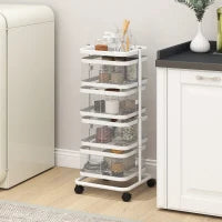 Carrello da cucina con 4 ripiani rotanti 33x33x77 cm, Bianco