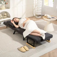 Divano Letto Singolo Pieghevole Poltrona Letto Convertibile 4 in 1 Schienale Regolabile a 5 Livelli e Cuscino 63x73x81 cm Grigio