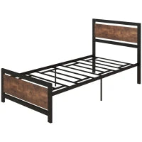 Struttura Letto Singolo in Acciaio 97 x 195 x 103 cm Compatibile con Materasso 90 x 190 cm Legno con Venature