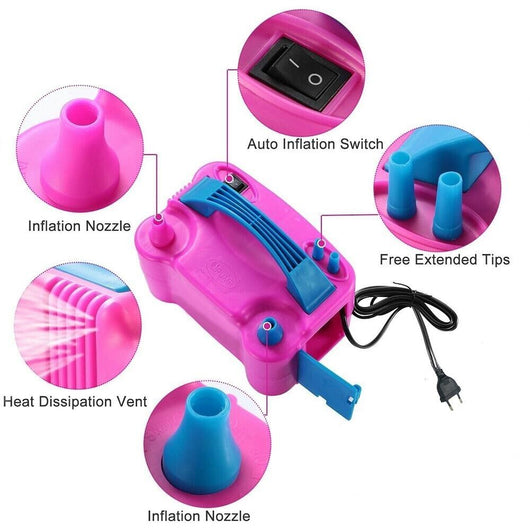 Gonfiatore Elettrico Gonfia Palloncini Pompa 600W 2 Beccucci Per Party Feste