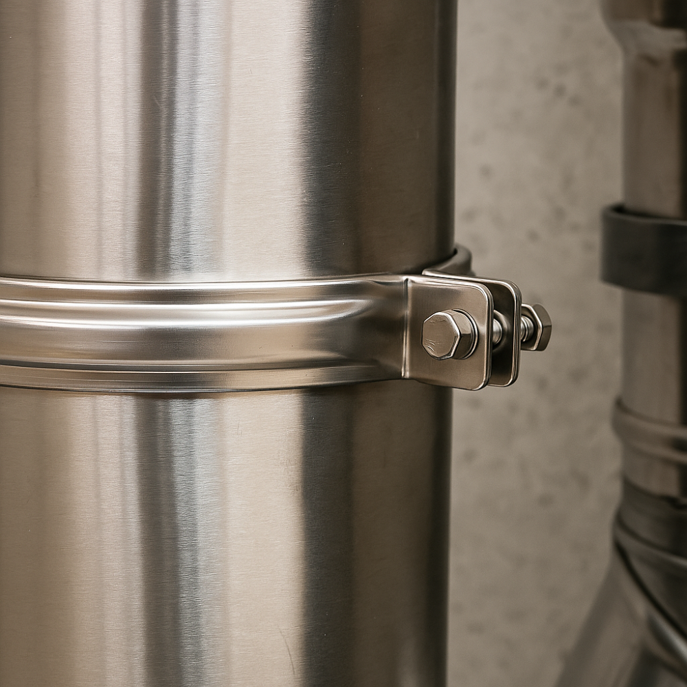 Fascetta bloccaggio monoparete acciaio inox canna fumaria collare tubature *** misura Ø 350 mm, confezione 1