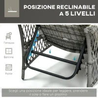 Mobili da Giardino Set 2 Pz in Rattan Chaise Longue e Tavolino da Caffè