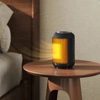 Riscaldatore Elettrico e Regolabile a 3 Modalità con Timer 24h, in PP e PA Ignifugo, 14x14x21.5 cm, Nero