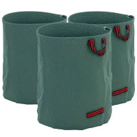 Set 3 Sacchi per Rifiuti da Giardino da 300 L con Manici, Richiudibili e Riutilizzabili, Ø67x84 cm, Verde