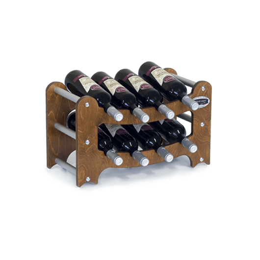 CANTINETTA - SOVRAPPONIBILE- IN LEGNO PORTA BOTTIGLIE VINO MODELLO GRADINO 8 BOTTIGLIE FINITURA NOCE L.75 x P.25 x H.30 100% FABBRICATO IN ITALIA