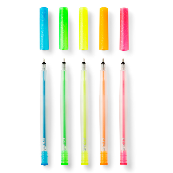 Cricut, set 5 penne¬†gel¬† GLITTER NEON Multicolore 0,8 mm¬†