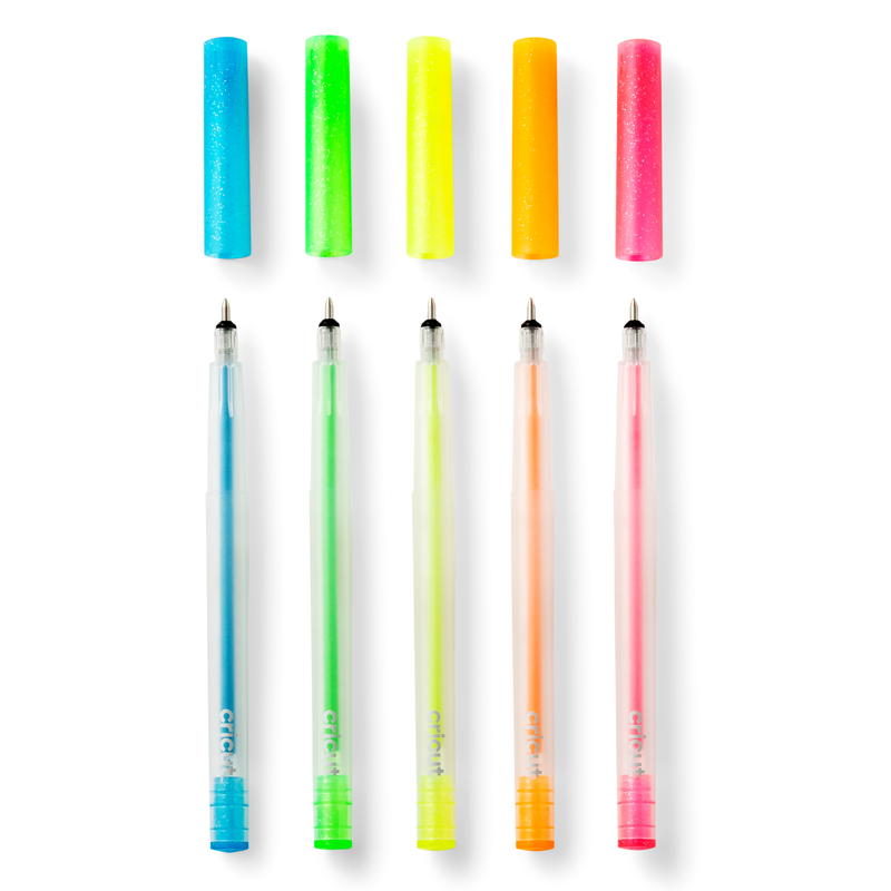 Cricut, set 5 penne¬†gel¬† GLITTER NEON Multicolore 0,8 mm¬†