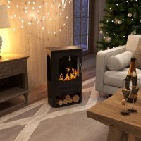 Camino a Bioetanolo Autoportante, Bruciatore da 1.2L Durata 3 Ore, Area Riscaldata 20-25 m², Nero