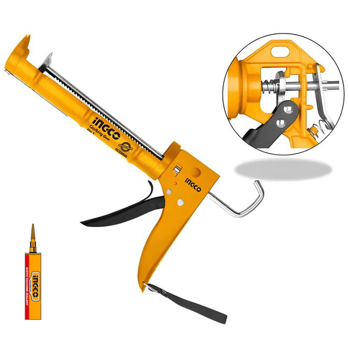 pistola silicone extra spessore 1mm asta dentellata applicazione siliconi ingco