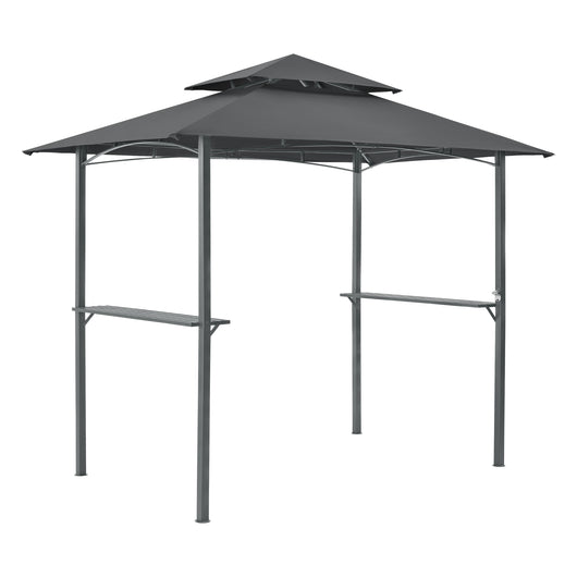 Gazebo per BBQ / Griglia 250x241x151 cm Riparo da Giardino con Tettucio Doppio e 2 Mensole Laterali - Struttura in