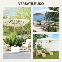 Telo di Ricambio per Ombrellone Rettangolare 3x2 m a 6 Stecche, Poliestere Anti UV 50+, Beige