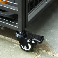 Kennel Gabbia per Cani Pieghevole Doppia Porta con Blocco 4 Ruote con Freno e Fondo Rimovibile, 109.5x71x78cm