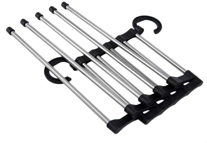 Gruccia appendiabiti multipla 5 in 1 pieghevole per pantaloni salva spazio