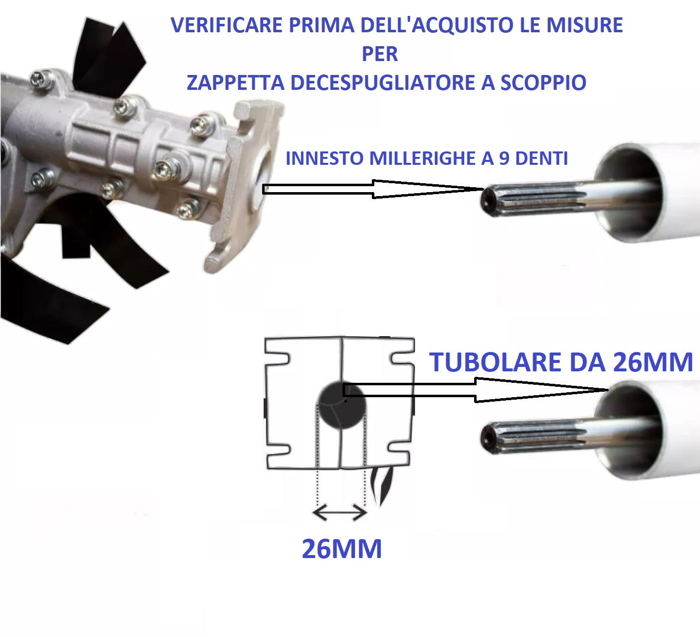 Gruppo zappette decespugliatori motozappa fresa ingranaggio Zappe 9 denti Ø26 mm