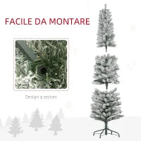 Albero di Natale Innevato con 329 Rami e Luci LED Bianche, in Plastica e Metallo, Ø52x180 cm, Verde