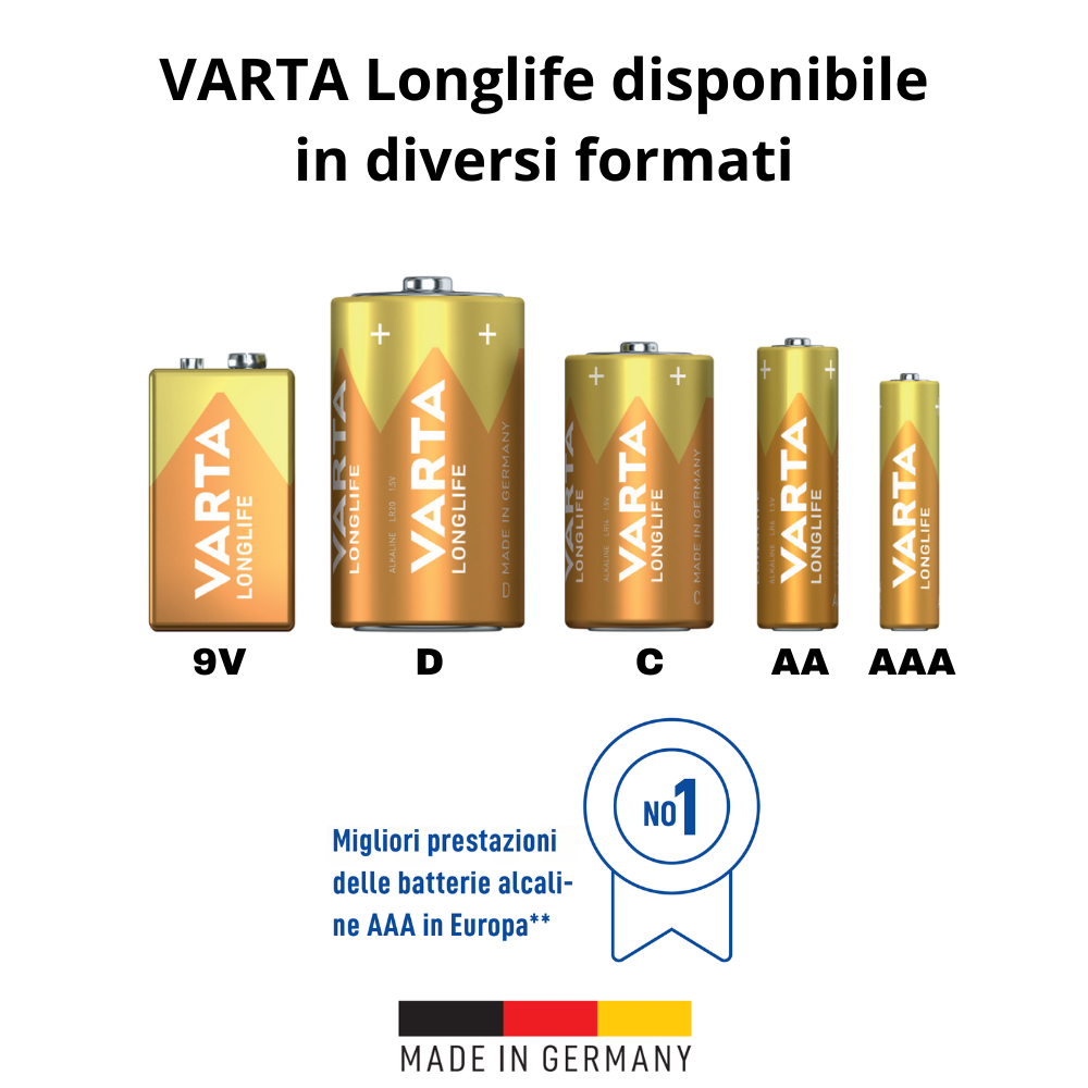 Varta batteria longlife stilo aa alcalina blister 6 pezzi