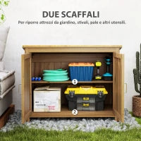 Armadio da Esterno in Legno Porta Attrezzi con 2 Porte e 2 Ripiani, 110x50x85 cm, Marrone