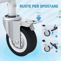 Sedia a Rotelle con WC Impermeabile 4 in 1 con Poggiapiedi Ribaltabili, in Alluminio e Plastica, Nero