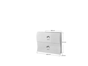 Scarpiera 2 ante L 101 x H 81.5 x P 26.6 cm 16 paia, colore bianco