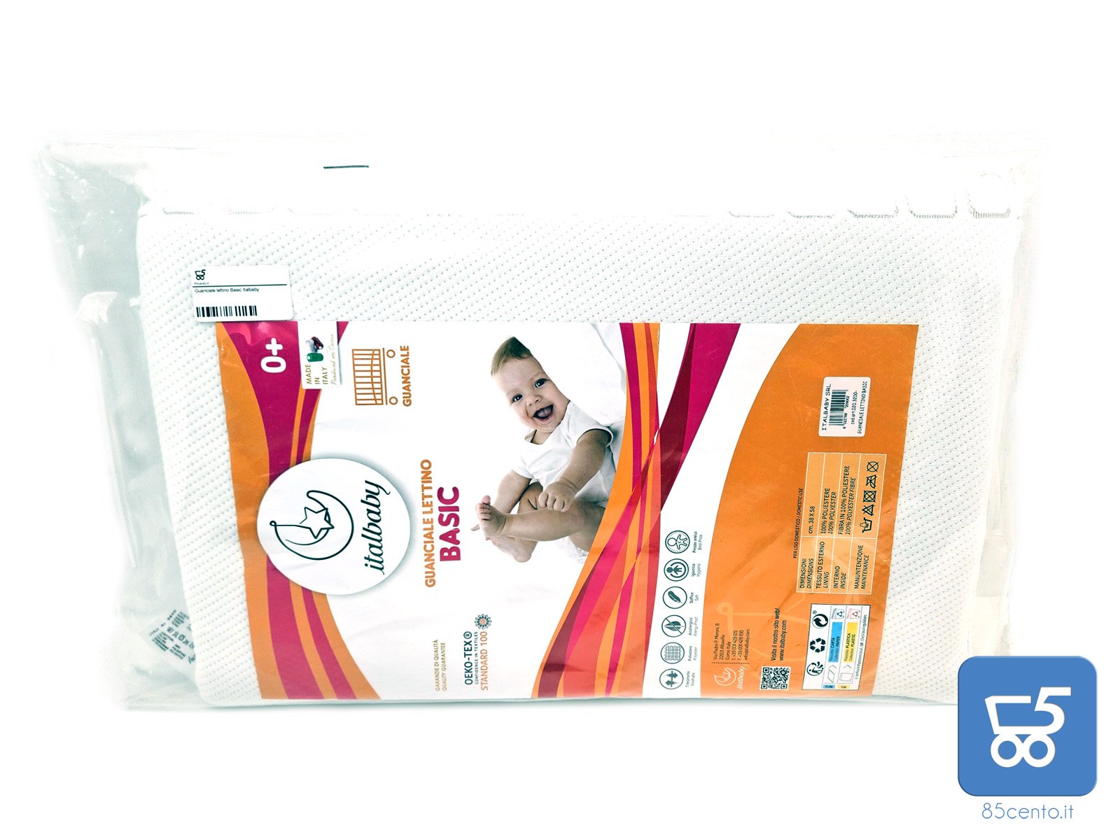 Guanciale per lettino culletta BASIC modello 020.3200 per sonno confortevole e sicuro traspirante piatto bambini neonati 0+