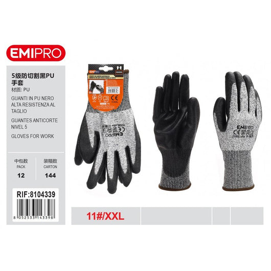 Guanti da Lavoro Livello 5 taglia XXL/11 colore nero/grigio