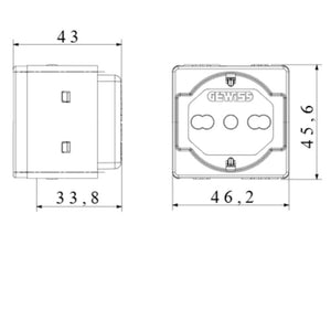 Gewiss gw20296 presa standard italiano/tedesco 250v ac 2p+t 16a bivalente p40