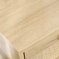 Comodino per Camera da Letto con 2 Cassetti in Stile Boho, 40x40x56cm, Colore Legno Naturale