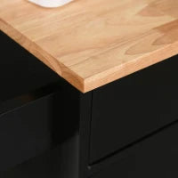 Carrello da Cucina con Cassetto e Armadietto 2 Ante, Ruote e Barra Laterale, 83x45x91.5cm, Nero