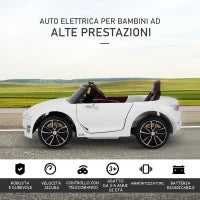 Macchina Elettrica per Bambini Bentley GT 6V, con Doppi Motori, Auto Elettrica per Bambini con Telecomando, Clacson, Suoni, Fari e 2 Portiere Apribili, 2.5-5 km/h, per 3-5 Anni, Bianco