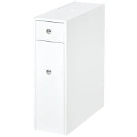 Mobiletto Armadietto con Cassetti Scorrevoli Moderno da Bagno, MDF, 17x48x58cm, Bianco