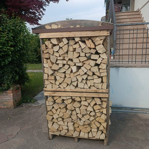 Struttura coprilegnaia e pallet corten eco dimensioni 115x115 cm