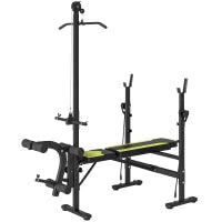 Panca Multifunzione Stazione Fitness con Schienale Regolabile su 3 Livelli, Supporto Gambe e Barra Superiore, 175x110x202cm, Nero