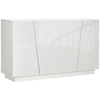 Mobiletto Multiuso in Truciolato Bianco a 5 Livelli con Ripiano Regolabile su 3 Livelli, 150x40x88 cm