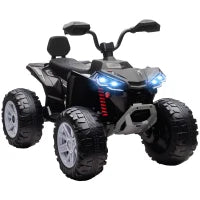 Quad elettrico per bambini, a 24V con 4 ruote, fari, porta USB, e funzione MP3, 3-8 anni, Nero