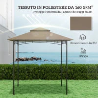 Copertura per Gazebo da Giardino per Barbecue 1.52x2.44 m a 2 Livelli in Poliestere 160gsm Cachi