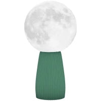 Lampada da Tavolo a Forma di Luna e 3 Colori con 10 Luminosità, in ABS, Ø15x28 cm, Bianco e Verde Scuro
