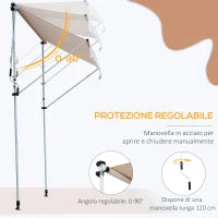 Tenda da Sole 2x1.5 m per Esterno a Rullo con Manovella e Angolazione Regolabile, Beige