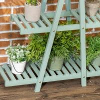 Portapiante a 3 Livelli in Legno di Abete per Interni ed Esterni, 76x26x76 cm, Verde Chiaro