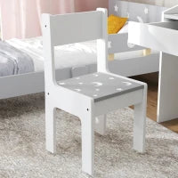 Set Sedia e Tavolino per Bambini 3-6 Anni con Organizzatore e Cassetto Estraibile, in Legno Grigio
