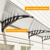 Tettoia per Esterni Curva con Viti e Bulloni Inclusi, in Policarbonato, PP e Alluminio, 122x89x24 cm