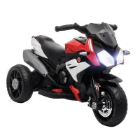 Moto Elettrica per Bambini 3-5 Anni Max. 25kg con Luci, Musica, Batteria 6V e Velocità 3km/h, 86x42x52 cm, Rossa
