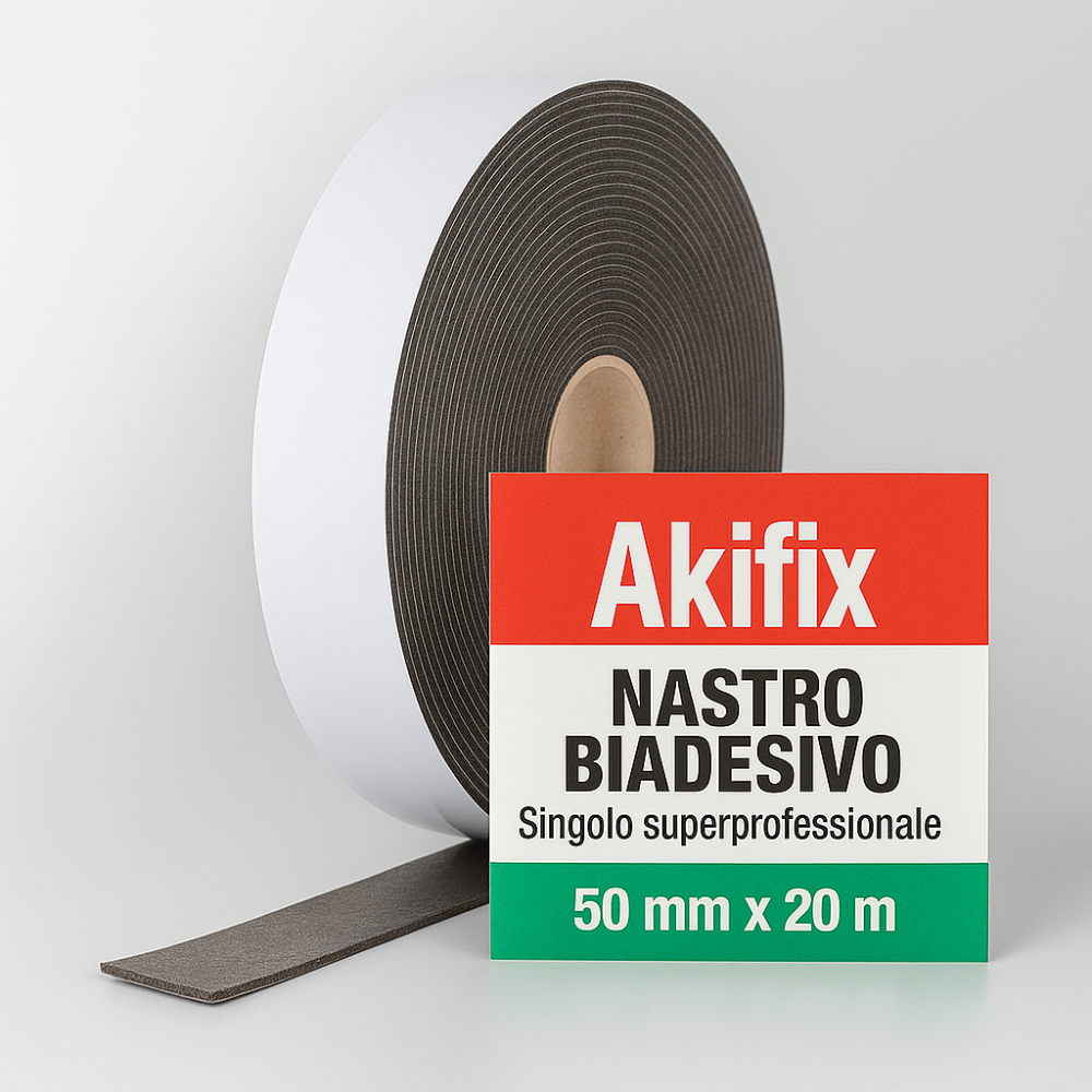 Nastro biadesivo cartongesso pellicola singola superprofessionale spessore 3 mm *** misure 50 mm x 20 m, confezione 1