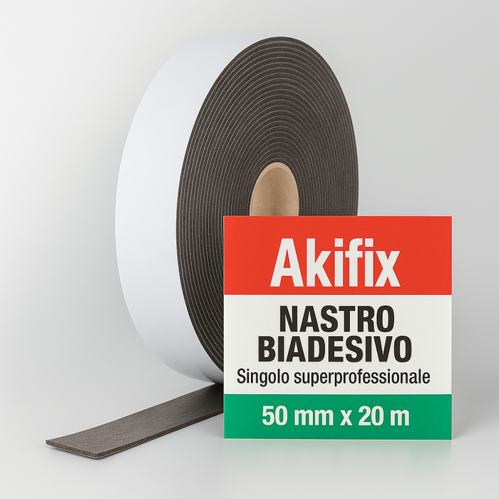 Nastro biadesivo cartongesso pellicola singola superprofessionale spessore 3 mm *** misure 50 mm x 20 m, confezione 1
