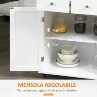Carrello da Cucina Portaspezie a 3 Livelli e 4 Ruote in MDF e Truciolato, 89x45x89cm, Bianco