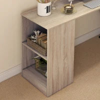 Scrivania Angolare Salvaspazio con Ripiano a S, in Legno, 140x120x78 cm, color Legno