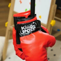 HOMCOM Punching Ball da Terra per Bambini da 5-10 Anni con Guantoni e Altezza Regolabile, Rosso