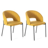 E-STYLO Sedia in tessuto giallo con gambe in metallo antracite, imbottita, 52cm X 55.5cm H. 78.5cm.