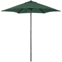 Ombrellone da Giardino 2x2 m a 6 Stecche con Presa d'Aria, in Alluminio, Metallo e Poliestere Verde