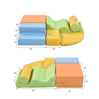 Set di 6 grandi blocchi per giocare e arrampicarsi, giocattolo educativo per bambini con scala e scivolo, Multicolore